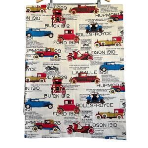 Vintage Fabric Antique Cars Buick Rolls Royce Hudson LaSalle 45" x 55" Tan Red
